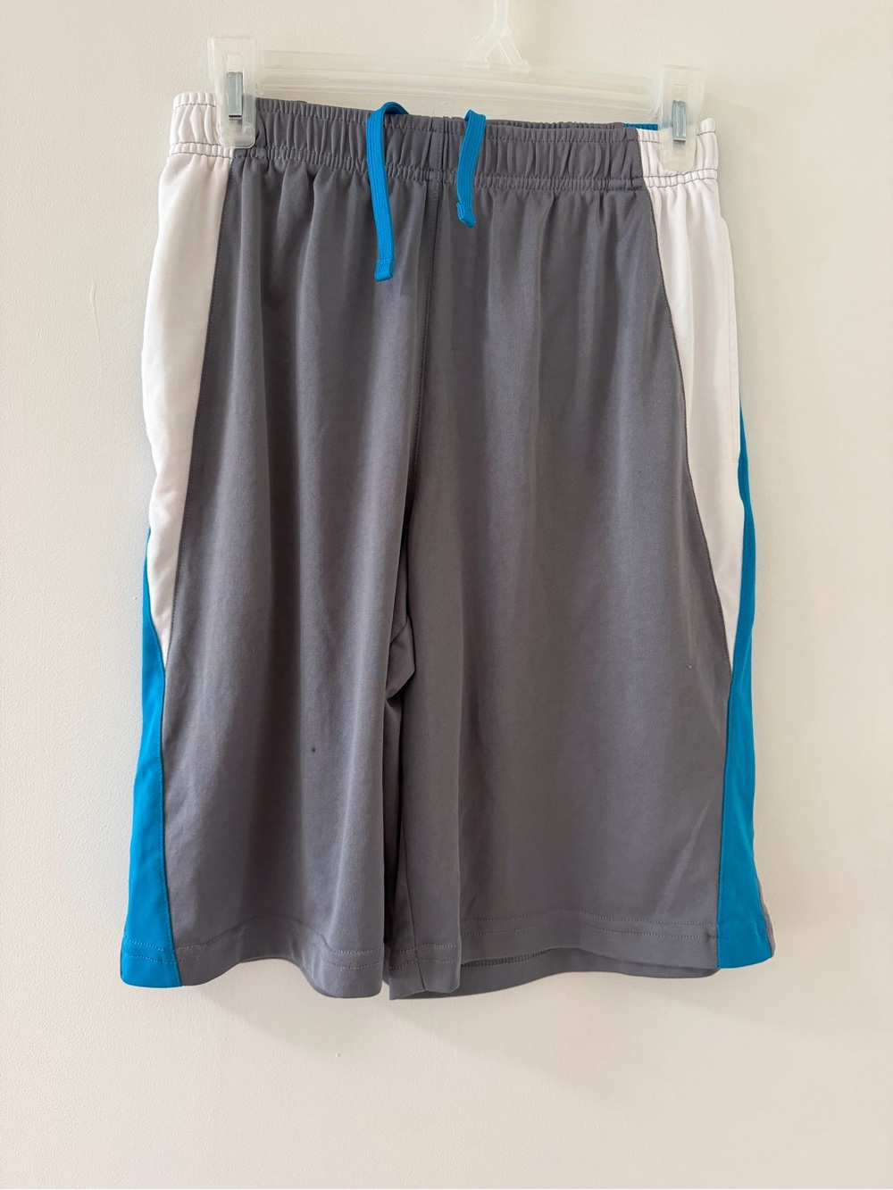 tek gear Gray Athletic Shorts with Blue and White Panels